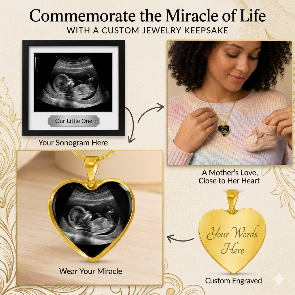 Custom sonogram heart necklace keepsake